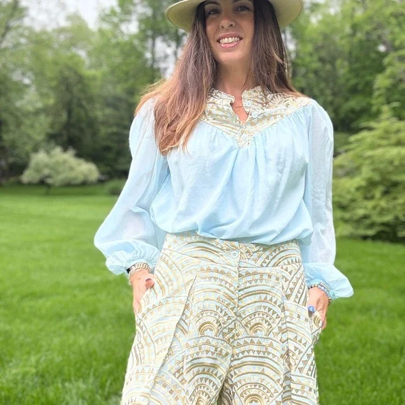 NEW Greek Archaic Kori Mao Collar Long Sleeve Shirt - Picture 8 of 14